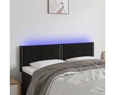 Galvūgalis su LED, juodos spalvos, 144x5x78/88cm, aksomas