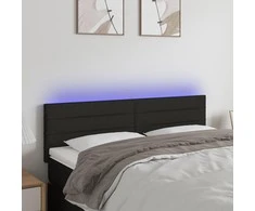 Galvūgalis su LED, juodos spalvos, 144x5x78/88cm, audinys