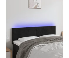 Galvūgalis su LED, juodos spalvos, 144x5x78/88cm, aksomas