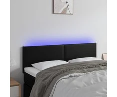 Galvūgalis su LED, juodos spalvos, 144x5x78/88cm, dirbtinė oda