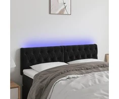 Galvūgalis su LED, juodos spalvos, 144x7x78/88cm, aksomas
