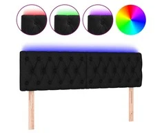 Galvūgalis su LED, juodos spalvos, 144x7x78/88cm, aksomas