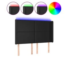 Galvūgalis su LED, juodos spalvos, 147x16x118/128 cm