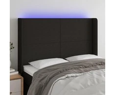 Galvūgalis su LED, juodos spalvos, 147x16x118/128cm, audinys