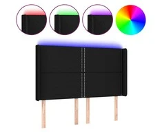 Galvūgalis su LED, juodos spalvos, 147x16x118/128cm, audinys