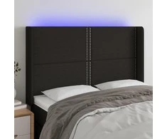 Galvūgalis su LED, juodos spalvos, 147x16x118/128cm, audinys