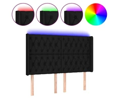 Galvūgalis su LED, juodos spalvos, 147x16x118/128cm, audinys