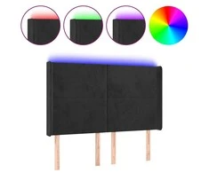 Galvūgalis su LED, juodos spalvos, 147x16x118/128cm, aksomas