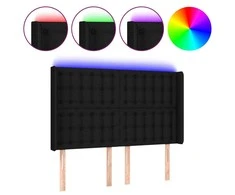 Galvūgalis su LED, juodos spalvos, 147x16x118/128cm, audinys