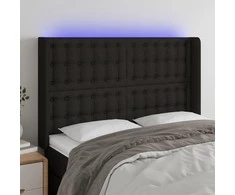 Galvūgalis su LED, juodos spalvos, 147x16x118/128cm, audinys