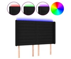 Galvūgalis su LED, juodos spalvos, 147x16x118/128cm, audinys