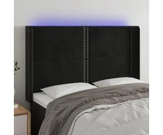 Galvūgalis su LED, juodos spalvos, 147x16x118/128cm, aksomas