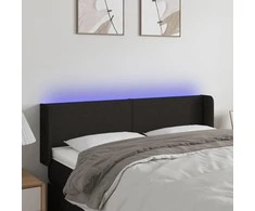 Galvūgalis su LED, juodos spalvos, 147x16x78/88cm, audinys