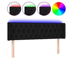 Galvūgalis su LED, juodos spalvos, 147x16x78/88cm, audinys