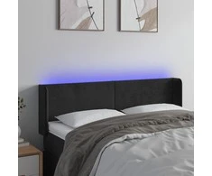 Galvūgalis su LED, juodos spalvos, 147x16x78/88cm, aksomas