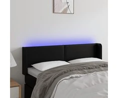 Galvūgalis su LED, juodos spalvos, 147x16x78/88cm, dirbtinė oda