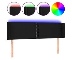 Galvūgalis su LED, juodos spalvos, 147x16x78/88cm, audinys