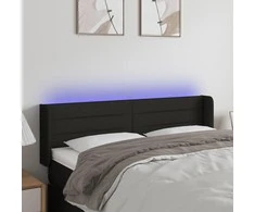 Galvūgalis su LED, juodos spalvos, 147x16x78/88cm, audinys