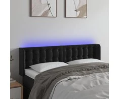 Galvūgalis su LED, juodos spalvos, 147x16x78/88cm, aksomas