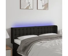 Galvūgalis su LED, juodos spalvos, 147x16x78/88cm, audinys