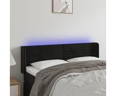 Galvūgalis su LED, juodos spalvos, 147x16x78/88cm, aksomas