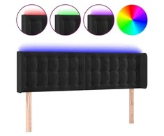 Galvūgalis su LED, juodos spalvos, 147x16x78/88cm, aksomas