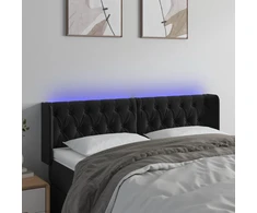 Galvūgalis su LED, juodos spalvos, 147x16x78/88cm, aksomas