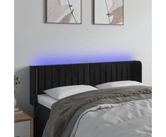 Galvūgalis su LED, juodos spalvos, 147x16x78/88cm, aksomas