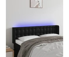 Galvūgalis su LED, juodos spalvos, 147x16x78/88cm, dirbtinė oda