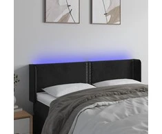 Galvūgalis su LED, juodos spalvos, 147x16x78/88cm, aksomas