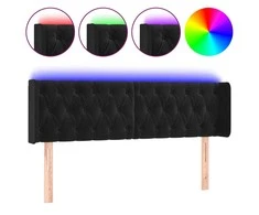 Galvūgalis su LED, juodos spalvos, 147x16x78/88cm, aksomas