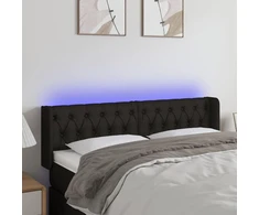 Galvūgalis su LED, juodos spalvos, 147x16x78/88cm, audinys