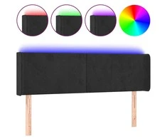 Galvūgalis su LED, juodos spalvos, 147x16x78/88cm, aksomas
