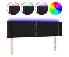Galvūgalis su LED, juodos spalvos, 147x16x78/88cm, aksomas