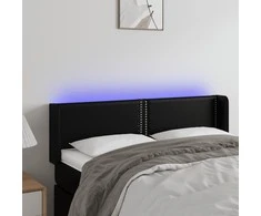 Galvūgalis su LED, juodos spalvos, 147x16x78/88cm, dirbtinė oda