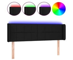 Galvūgalis su LED, juodos spalvos, 147x16x78/88cm, audinys