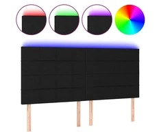 Galvūgalis su LED, juodos spalvos, 160x5x118/128cm, audinys