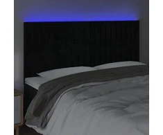 Galvūgalis su LED, juodos spalvos, 160x5x118/128cm, aksomas