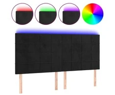 Galvūgalis su LED, juodos spalvos, 160x5x118/128cm, aksomas