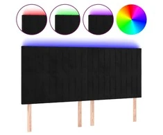 Galvūgalis su LED, juodos spalvos, 160x5x118/128cm, aksomas