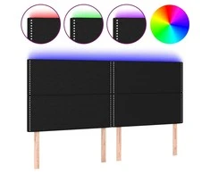 Galvūgalis su LED, juodos spalvos, 160x5x118/128cm, audinys
