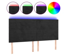 Galvūgalis su LED, juodos spalvos, 160x5x118/128cm, aksomas
