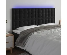 Galvūgalis su LED, juodos spalvos, 160x5x118/128cm, aksomas