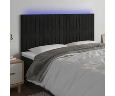 Galvūgalis su LED, juodos spalvos, 160x5x118/128cm, aksomas