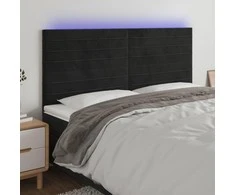 Galvūgalis su LED, juodos spalvos, 160x5x118/128cm, aksomas