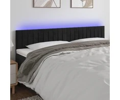 Galvūgalis su LED, juodos spalvos, 160x5x78/88cm, aksomas