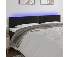 Galvūgalis su LED, juodos spalvos, 160x5x78/88cm, aksomas