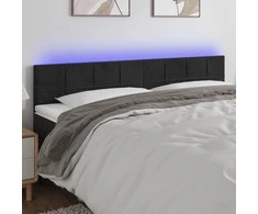 Galvūgalis su LED, juodos spalvos, 160x5x78/88cm, aksomas