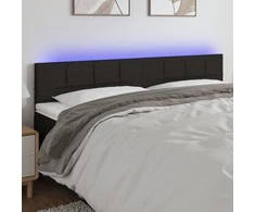 Galvūgalis su LED, juodos spalvos, 160x5x78/88cm, audinys