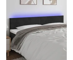 Galvūgalis su LED, juodos spalvos, 160x5x78/88cm, aksomas